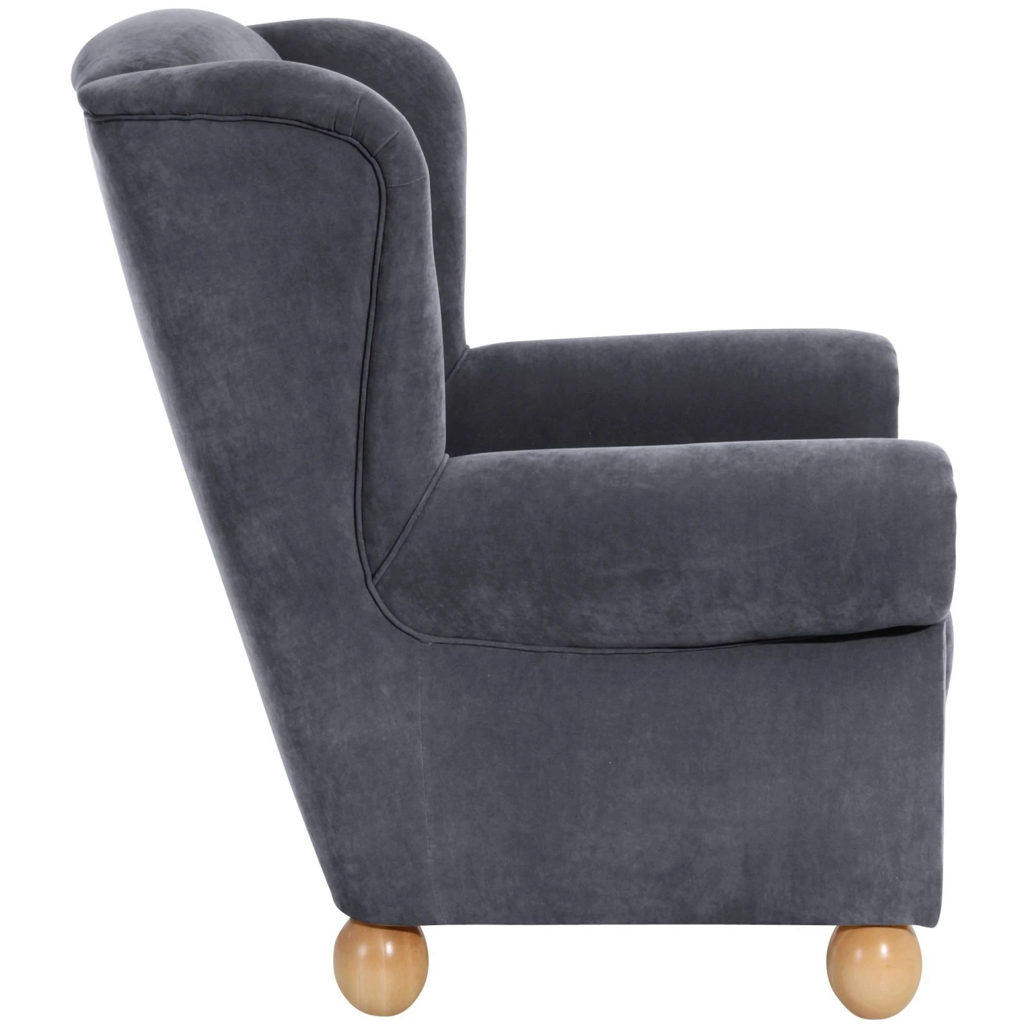 OHRENBACKENSESSEL Kasha Bezug Veloursstoff Buche Natur / Anthrazit 2 OHRENBACKENSESSEL Kasha Bezug Veloursstoff Buche Natur / Anthrazit – Bild 2