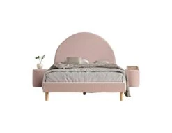 POLSTERBETT Mit Hocker Karlotta 147x132x212 Aus Holzwerkstoff In Rosa