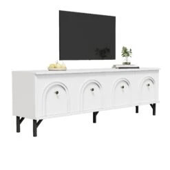 Modernes 4-Tür-TV-Schrank In Weiß, 160 Cm – Stilvoll, Praktisch & Leise -Yamazaki Mobel Geschaft abrihome modernes 4 tur tv schrank in weiss 160 cm stilvoll praktisch and leise 2