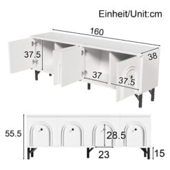 Modernes 4-Tür-TV-Schrank In Weiß, 160 Cm – Stilvoll, Praktisch & Leise -Yamazaki Mobel Geschaft abrihome modernes 4 tur tv schrank in weiss 160 cm stilvoll praktisch and leise 3