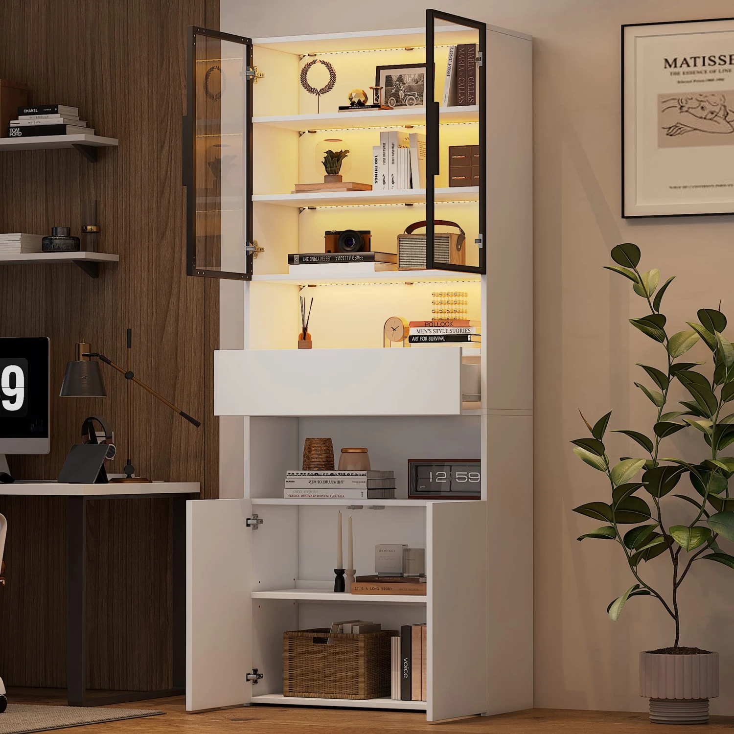 Vitrinen Schränke Mit Glastüren Und LED 70*30*200cm 2 Vitrinen Schränke Mit Glastüren Und LED 70*30*200cm – Bild 2