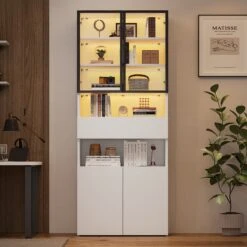 Vitrinen Schränke Mit Glastüren Und LED 70*30*200cm 11 Vitrinen Schränke Mit Glastüren Und LED 70*30*200cm -Yamazaki Mobel Geschaft abrihome vitrinen schranke mit glasturen und led 70 30 200cm 3