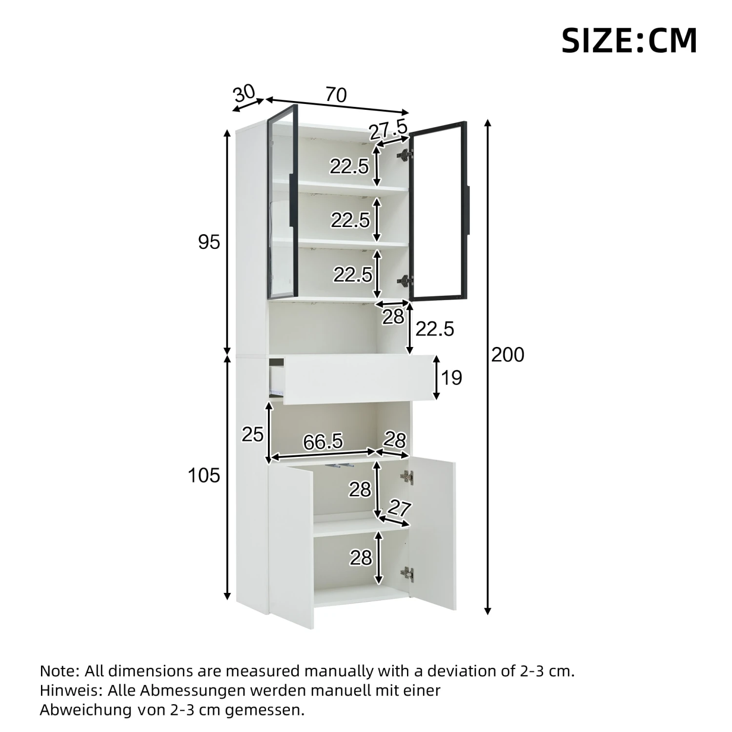 Vitrinen Schränke Mit Glastüren Und LED 70*30*200cm 6 Vitrinen Schränke Mit Glastüren Und LED 70*30*200cm – Bild 6
