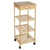 Beistellregal, Bambus, Mit Rollen