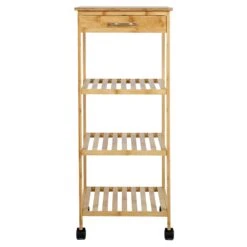 Beistellregal, Bambus, Mit Rollen -Yamazaki Mobel Geschaft axentia beistellregal bambus mit rollen 3