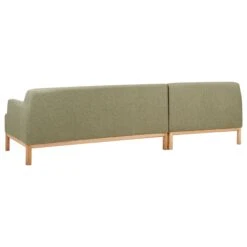 Ecksofa SOSJO In Grün/Heller Holzfarbton - (W) 251 X (H) 74 X (L) 132 Cm -Yamazaki Mobel Geschaft beliani ecksofa sosjo in grun heller holzfarbton w 251 x h 74 x l 132 cm 2