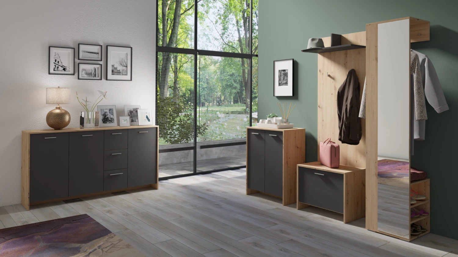 Garderobe Ben In Artisan Eiche / Anthrazit - (B) 60 X (H) 136 X (T) 27 Cm 5 Garderobe Ben In Artisan Eiche / Anthrazit - (B) 60 X (H) 136 X (T) 27 Cm – Bild 5