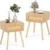 2er Set Nachttisch Mit Schublade In Beige
