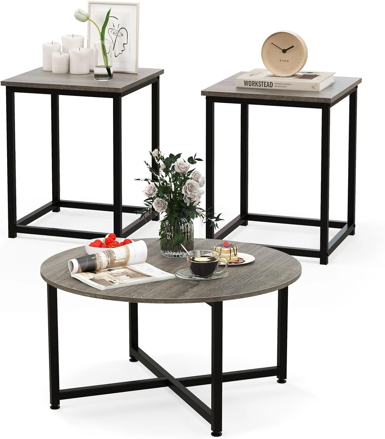 3 Tlg. Set Couchtisch In Grau 1 3 Tlg. Set Couchtisch In Grau