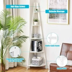 Eckregal 5 Ebenen In Weiß -Yamazaki Mobel Geschaft costway eckregal 5 ebenen in weiss 2