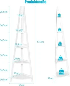 Eckregal 5 Ebenen In Weiß -Yamazaki Mobel Geschaft costway eckregal 5 ebenen in weiss 4