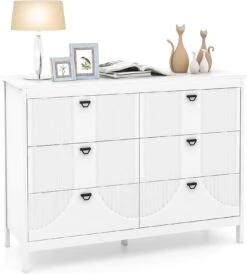 Kommode Mit 6 Schubladen 106 X 40 X 79 Cm In Weiß