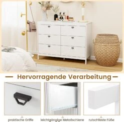 Kommode Mit 6 Schubladen 106 X 40 X 79 Cm In Weiß -Yamazaki Mobel Geschaft costway kommode mit 6 schubladen 106 x 40 x 79 cm in weiss 3