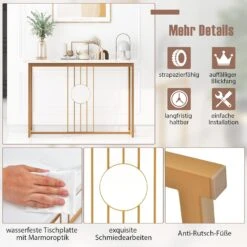 Konsolentisch 120cm In Gold -Yamazaki Mobel Geschaft costway konsolentisch 120cm in gold 2