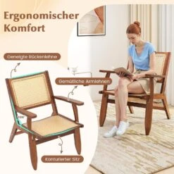 Rattan Akzentstuhl In Braun -Yamazaki Mobel Geschaft costway rattan akzentstuhl in braun 3