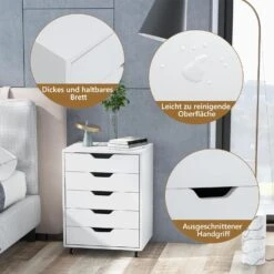 Rollcontainer 5 Schubladen In Weiß 7 Rollcontainer 5 Schubladen In Weiß -Yamazaki Mobel Geschaft costway rollcontainer 5 schubladen in weiss 2