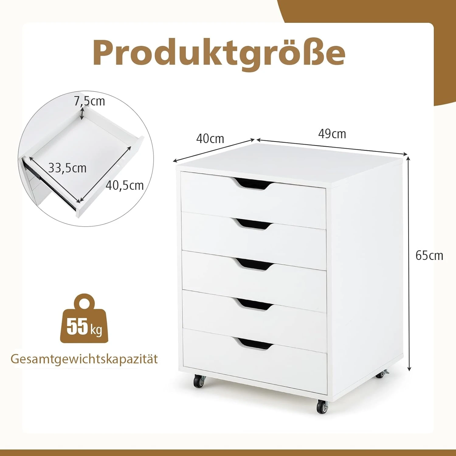 Rollcontainer 5 Schubladen In Weiß 5 Rollcontainer 5 Schubladen In Weiß – Bild 5