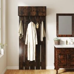 Yamazaki Mobel Geschaft -Yamazaki Mobel Geschaft costway wandgarderobe mit 5 doppelhaken and 2 turigem schrank in braun 1