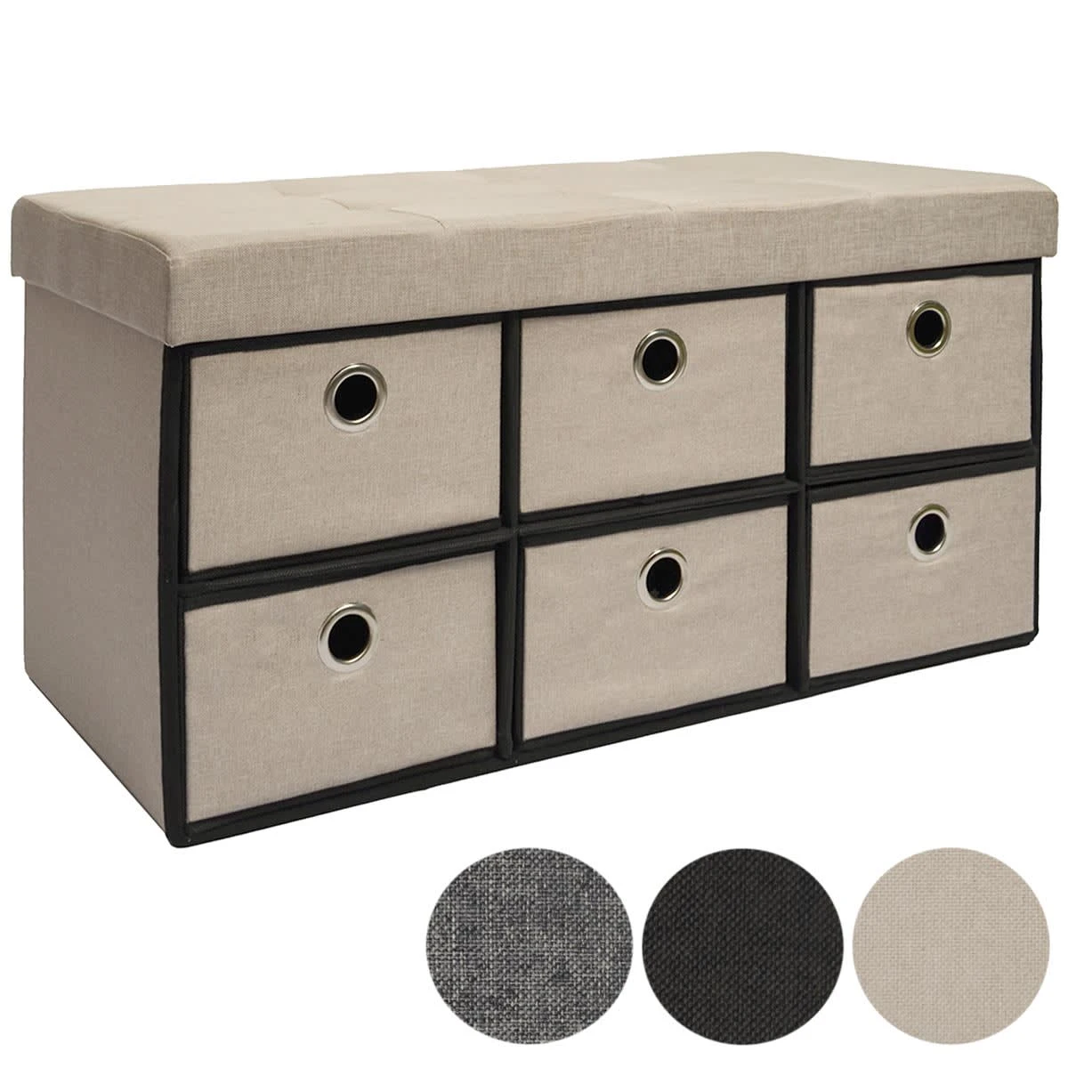 Faltbare Sitzbank Mit Schubladen Skagen In Beige 2 Faltbare Sitzbank Mit Schubladen Skagen In Beige – Bild 2