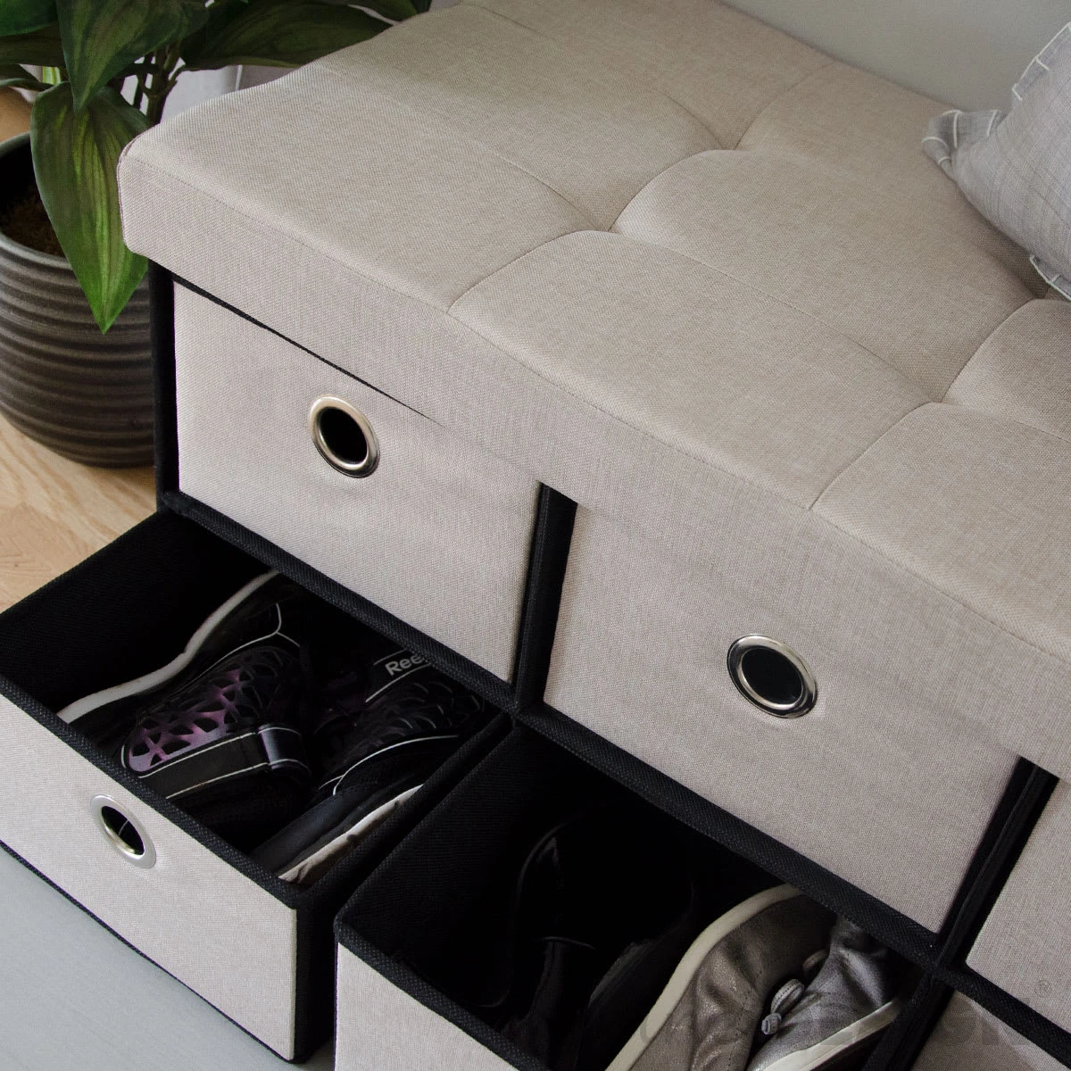 Faltbare Sitzbank Mit Schubladen Skagen In Beige 6 Faltbare Sitzbank Mit Schubladen Skagen In Beige – Bild 6