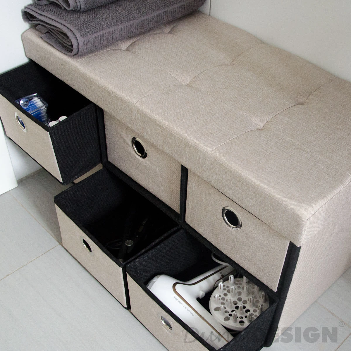 Faltbare Sitzbank Mit Schubladen Skagen In Beige 7 Faltbare Sitzbank Mit Schubladen Skagen In Beige – Bild 7