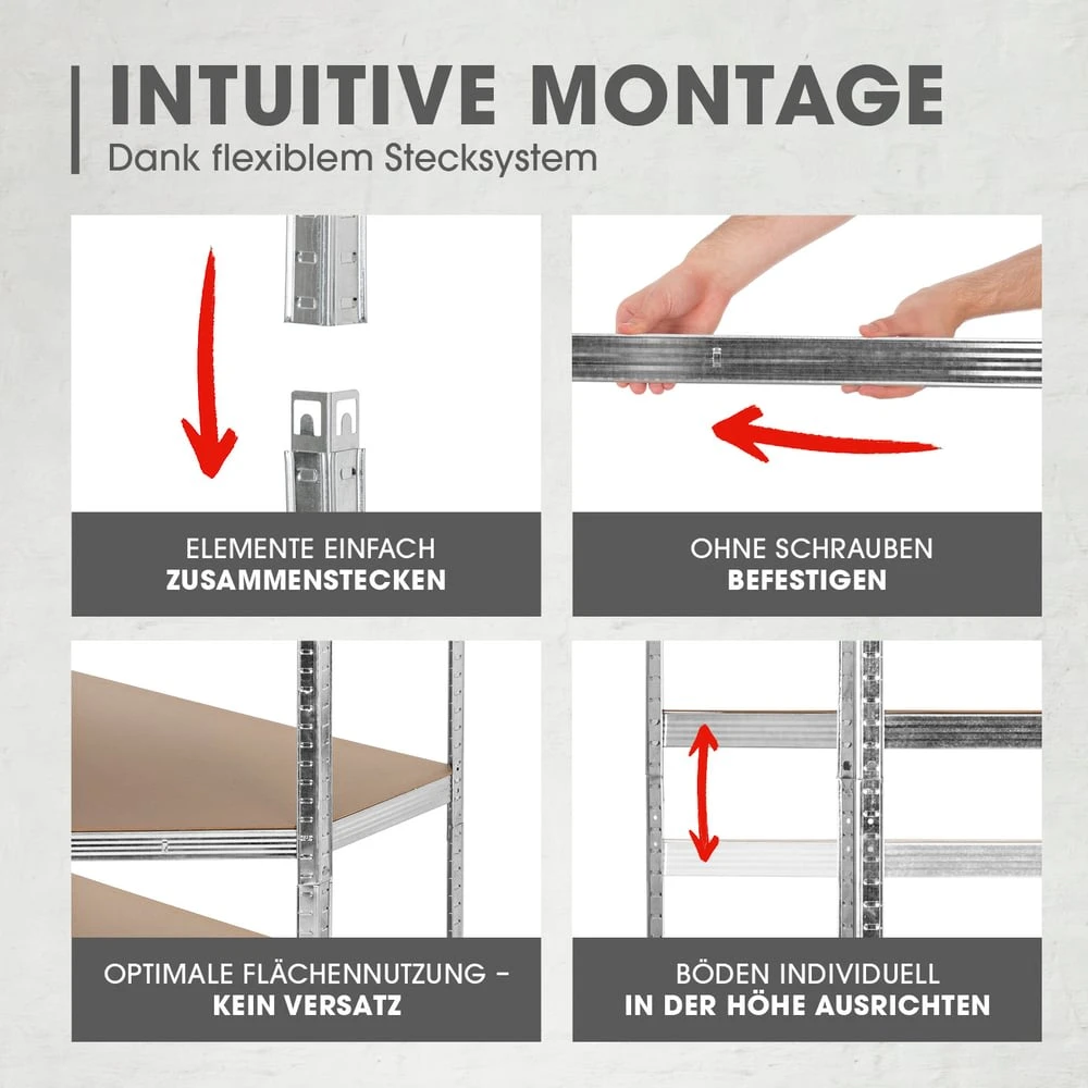 EASYmaxx Schwerlast-Eckregal Mit 5 Belastbaren Holzböden - 40 X 90 X 180 Cm - S 4 EASYmaxx Schwerlast-Eckregal Mit 5 Belastbaren Holzböden - 40 X 90 X 180 Cm - S – Bild 4