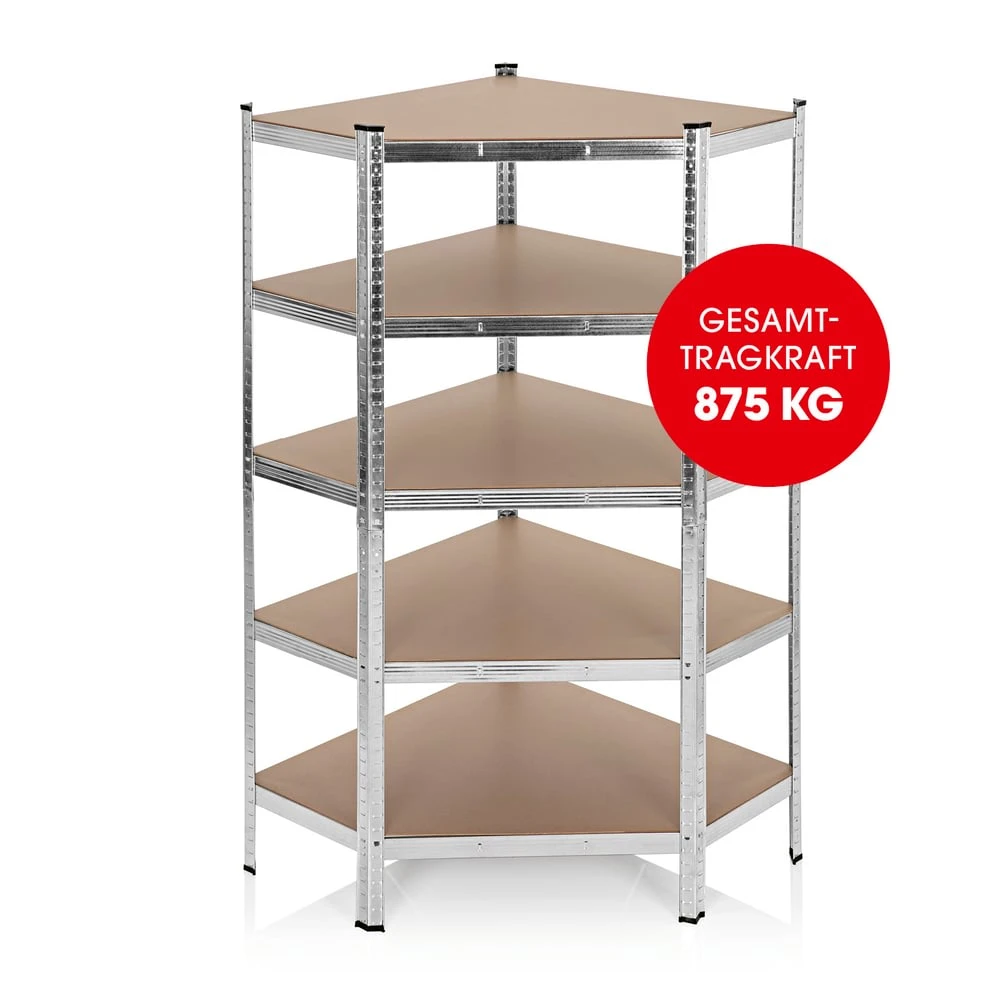EASYmaxx Schwerlast-Eckregal Mit 5 Belastbaren Holzböden - 40 X 90 X 180 Cm - S 1 EASYmaxx Schwerlast-Eckregal Mit 5 Belastbaren Holzböden - 40 X 90 X 180 Cm - S