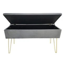 Yamazaki Mobel Geschaft -Yamazaki Mobel Geschaft echtwerk sitzbank truhe mit samtbezug scarlett in grau 1