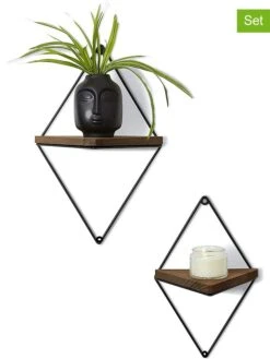 2er-Set: Wandregale "WR043" In Braun/ Schwarz