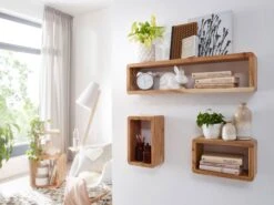 Wandregal "SV43583" In Gelb / Akazie 9 Wandregal "SV43583" In Gelb / Akazie -Yamazaki Mobel Geschaft finebuy wandregal sv43583 in gelb akazie 2