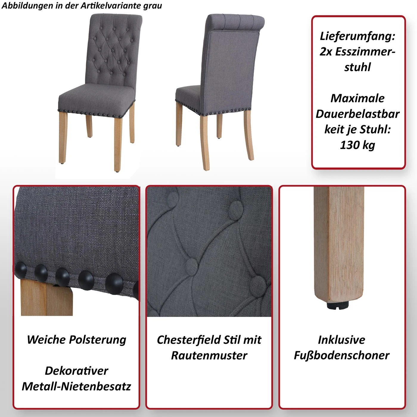 2er-Set Esszimmerstuhl O66, Beige 2 2er-Set Esszimmerstuhl O66, Beige – Bild 2