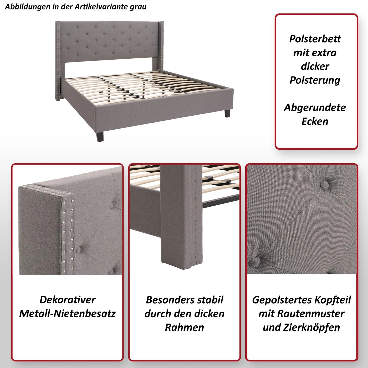 Polsterbett N59, Creme-beige 2 Polsterbett N59, Creme-beige – Bild 2