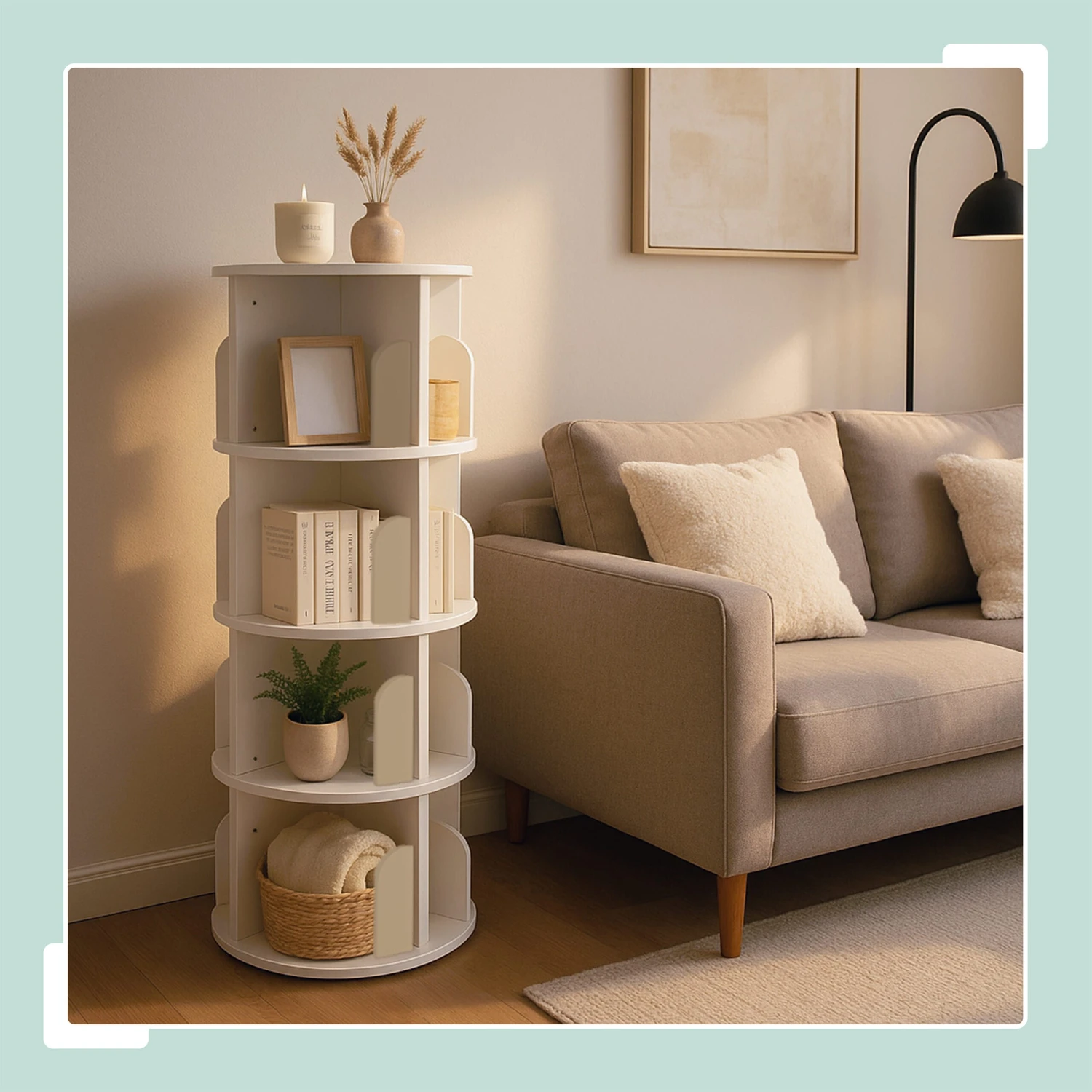 Bücherregal In Weiß - (H)128 Cm X Ø 40 Cm 2 Bücherregal In Weiß - (H)128 Cm X Ø 40 Cm – Bild 2