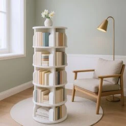 Bücherregal In Weiß - (H)128 Cm X Ø 40 Cm 10 Bücherregal In Weiß - (H)128 Cm X Ø 40 Cm -Yamazaki Mobel Geschaft relaxdays bucherregal in weiss h 128 cm x o 40 cm 2