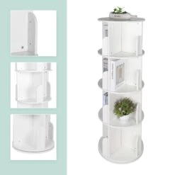 Bücherregal In Weiß - (H)128 Cm X Ø 40 Cm 12 Bücherregal In Weiß - (H)128 Cm X Ø 40 Cm -Yamazaki Mobel Geschaft relaxdays bucherregal in weiss h 128 cm x o 40 cm 4