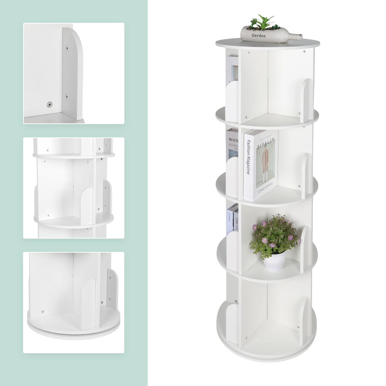 Bücherregal In Weiß - (H)128 Cm X Ø 40 Cm 5 Bücherregal In Weiß - (H)128 Cm X Ø 40 Cm – Bild 5