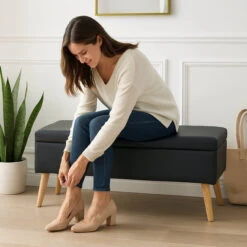 Sitzbank In Schwarz - (B)110 X (H)40 X (T)40 Cm 10 Sitzbank In Schwarz - (B)110 X (H)40 X (T)40 Cm -Yamazaki Mobel Geschaft relaxdays sitzbank in schwarz b 110 x h 40 x t 40 cm 2