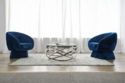 Couchtisch Modern Ø 80 Cm Glasplatte Klar Und Edelstahlgestell In Silber