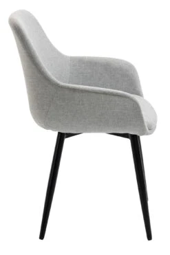 Esszimmerstuhl 2er-Set Mit Armlehnen Strukturstoff Und Metall In Hellgrau -Yamazaki Mobel Geschaft salesfever esszimmerstuhl 2er set mit armlehnen strukturstoff und metall in hellgrau 3