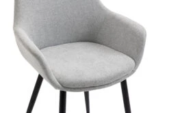 Esszimmerstuhl 2er-Set Mit Armlehnen Strukturstoff Und Metall In Hellgrau -Yamazaki Mobel Geschaft salesfever esszimmerstuhl 2er set mit armlehnen strukturstoff und metall in hellgrau 6