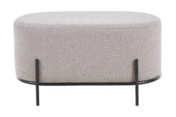 Polsterhocker Modern 80 Cm Mit Metallgestell Und Bouclé-Stoff In Taupe