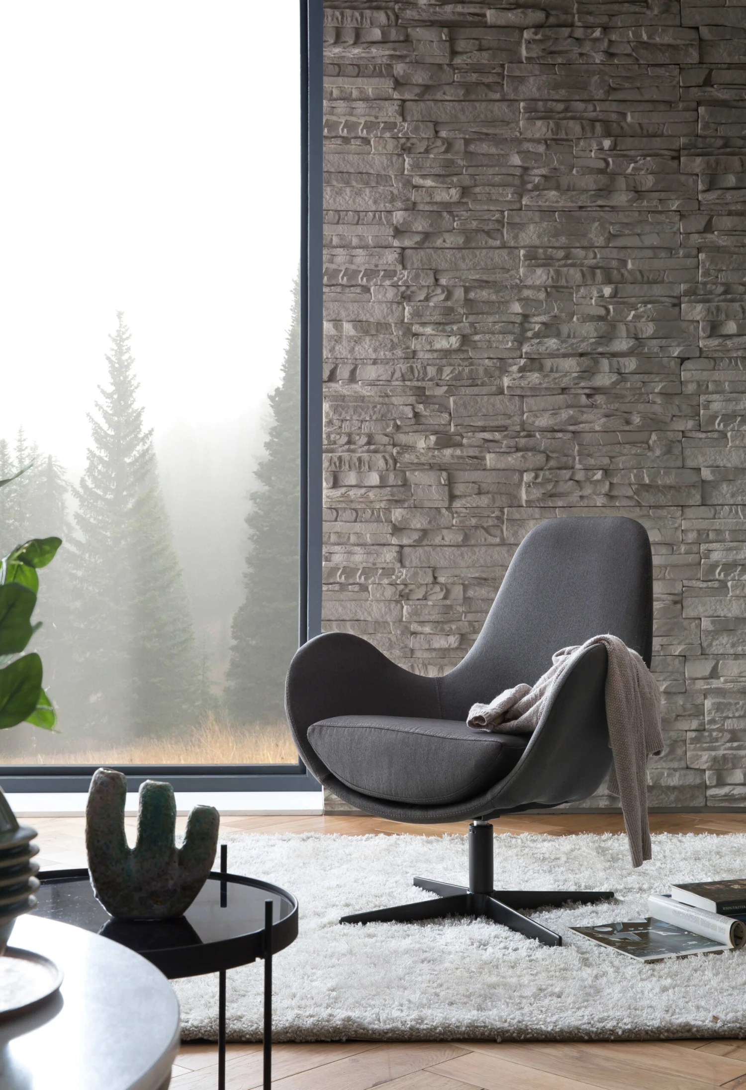 Relaxsessel Drehbar Mit Metallgestell Und Modernem Textilbezug In Dunkelgrau 6 Relaxsessel Drehbar Mit Metallgestell Und Modernem Textilbezug In Dunkelgrau – Bild 6