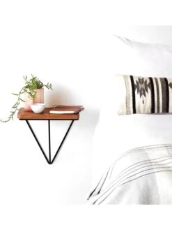 Wandregal "WR037" In Walnuss/ Schwarz - (B)33 X (H)33 X (T)28 Cm