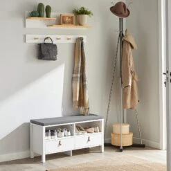 2-teilige Wandgarderobe In Weiß Un Natur - (B)90 X (H)20cm/(B)90 X (H)10cm -Yamazaki Mobel Geschaft sobuy 2 teilige wandgarderobe in weiss un natur b 90 x h 20cm b 90 x h 10cm 2