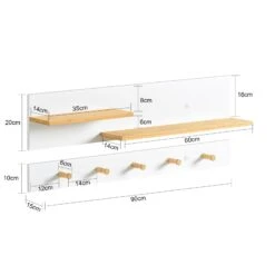 2-teilige Wandgarderobe In Weiß Un Natur - (B)90 X (H)20cm/(B)90 X (H)10cm -Yamazaki Mobel Geschaft sobuy 2 teilige wandgarderobe in weiss un natur b 90 x h 20cm b 90 x h 10cm 3