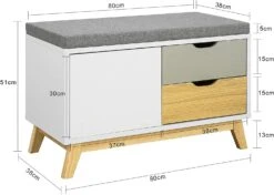 Schuhbank In Weiß Und Hellgrau - (B)80 X (H)51 X (T)38cm -Yamazaki Mobel Geschaft sobuy schuhbank in weiss und hellgrau b 80 x h 51 x t 38cm 3