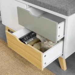 Schuhbank In Weiß Und Hellgrau - (B)80 X (H)51 X (T)38cm -Yamazaki Mobel Geschaft sobuy schuhbank in weiss und hellgrau b 80 x h 51 x t 38cm 4