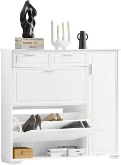 Schuhschrank In Weiß - (B)120 X (H)111 X (T)26cm