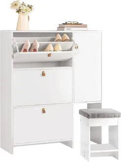 Schuhschrank In Weiß - (B)95 X (H)113 X (T)30cm