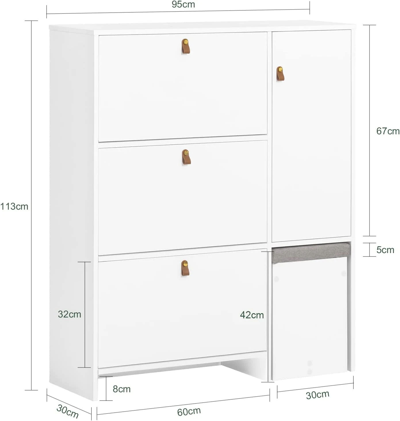 Schuhschrank In Weiß - (B)95 X (H)113 X (T)30cm 4 Schuhschrank In Weiß - (B)95 X (H)113 X (T)30cm – Bild 4